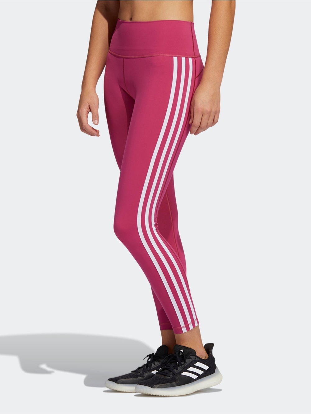 adidas Magenta High-Waist 3-Stripe Leggings